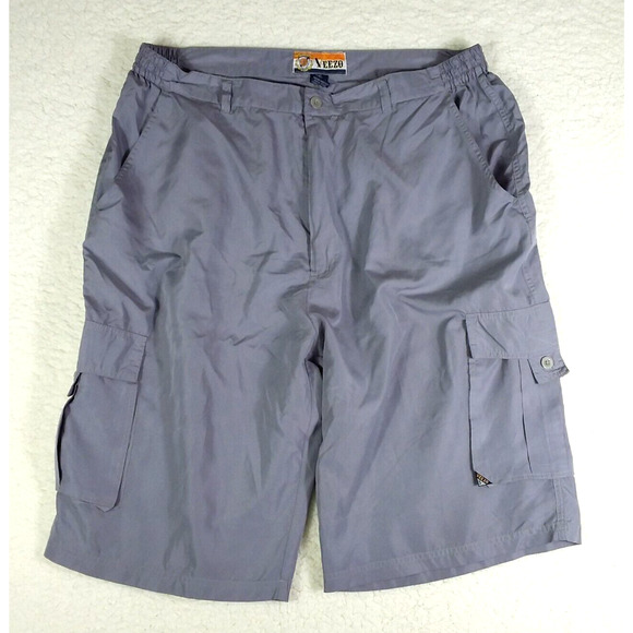 Veezo Cargo Shorts Mens Gray Polyester Light 3XL Comfort Elastic Side Bands - Picture 1 of 4